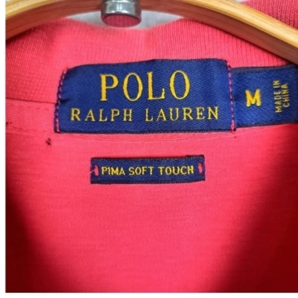 Polo Ralph Lauren Men's Size M Pima Soft Touch Polo Logo Two Button Coral